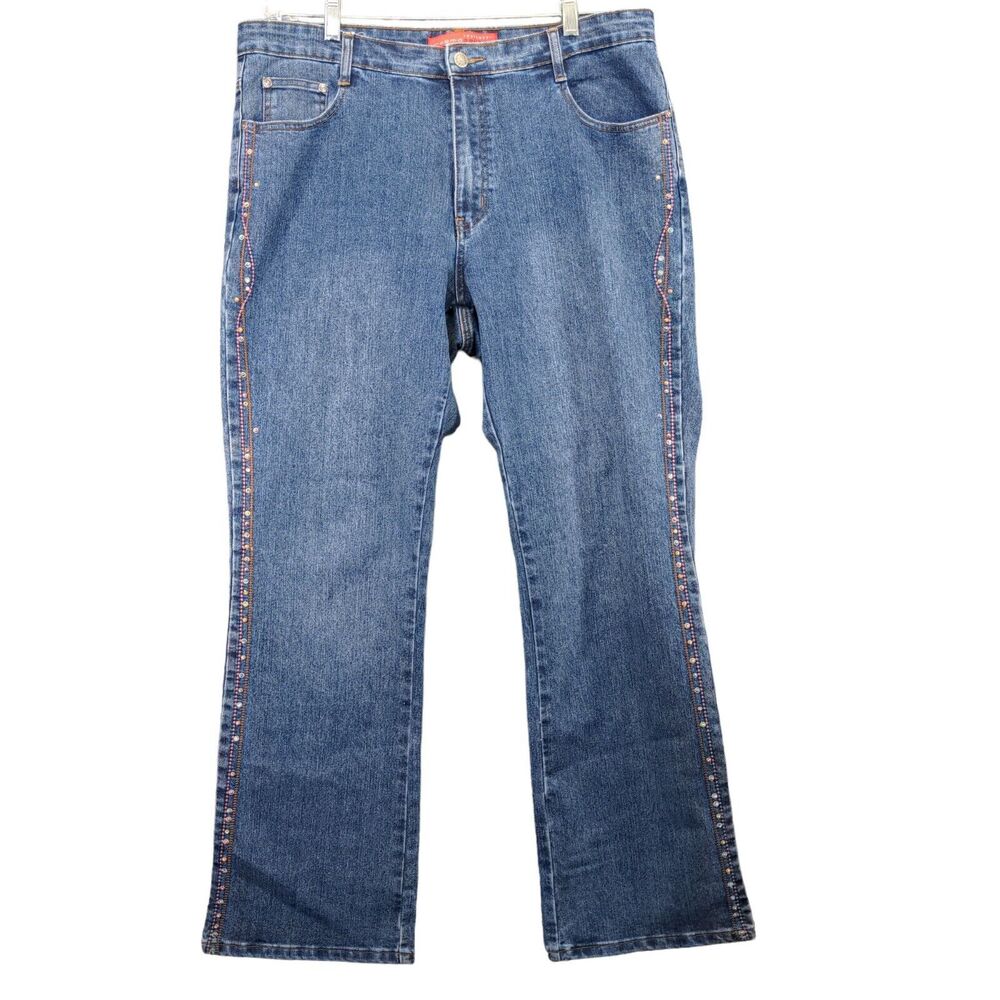 Cosmopolitan Jeanswear Bootcut Women's 16 Blue 5-Pocket Embellished Rhinestone